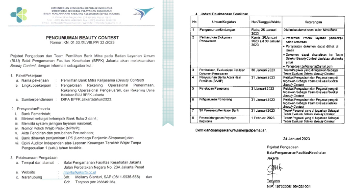 Pengumuman Beauty Contest